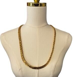 Napier Vintage Gold-Tone Woven Herringbone Chain Necklace 30"